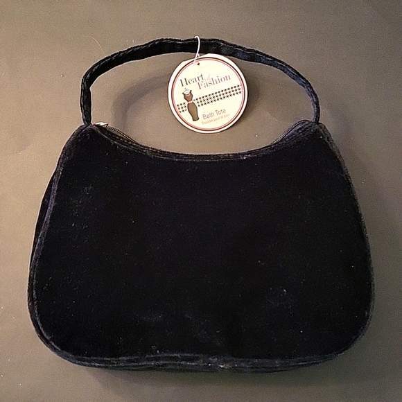 NEW Black Velvet Handbag, Grooming Accessories, 6 Pieces! - Picture 6 of 9